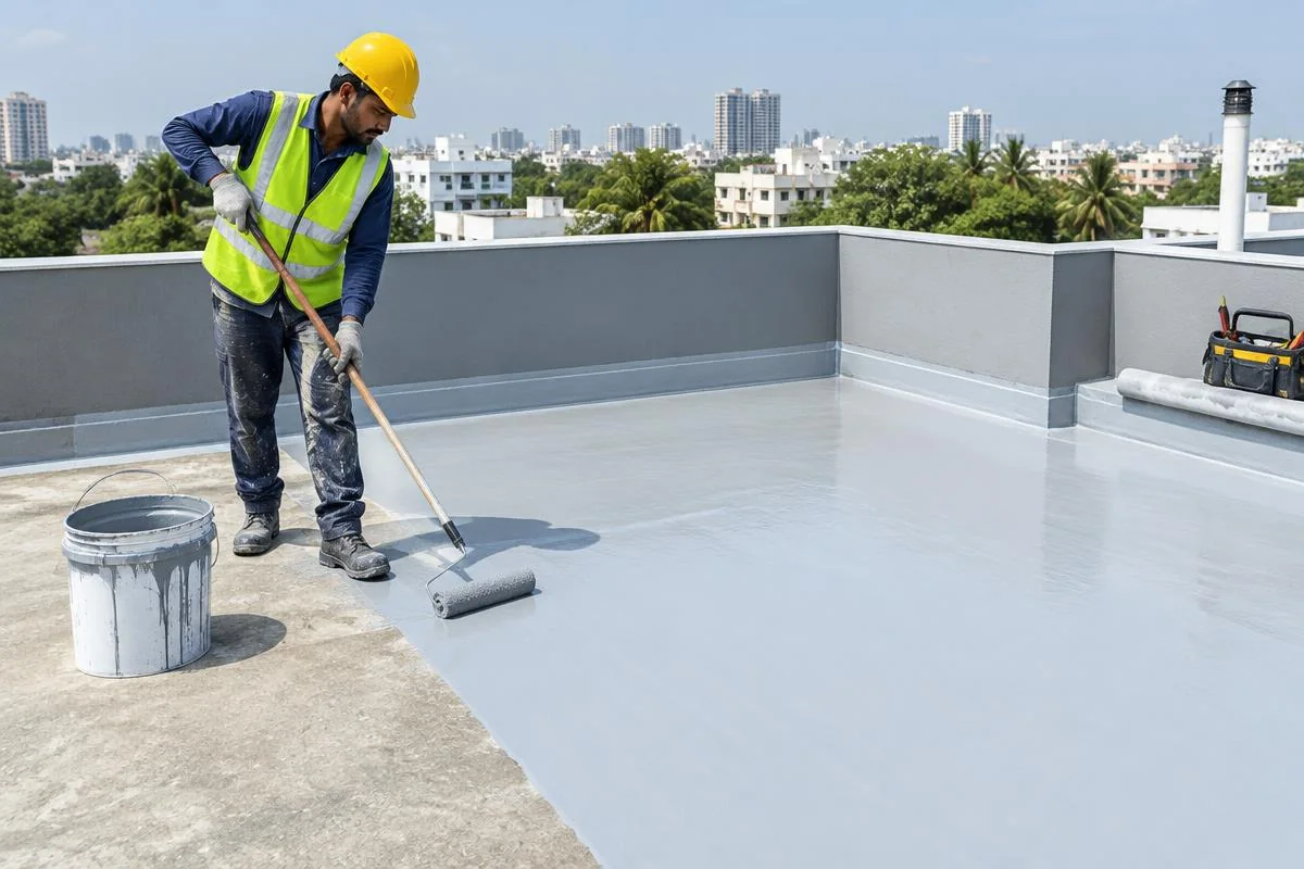 terrace waterproof coating application and parapet detailing